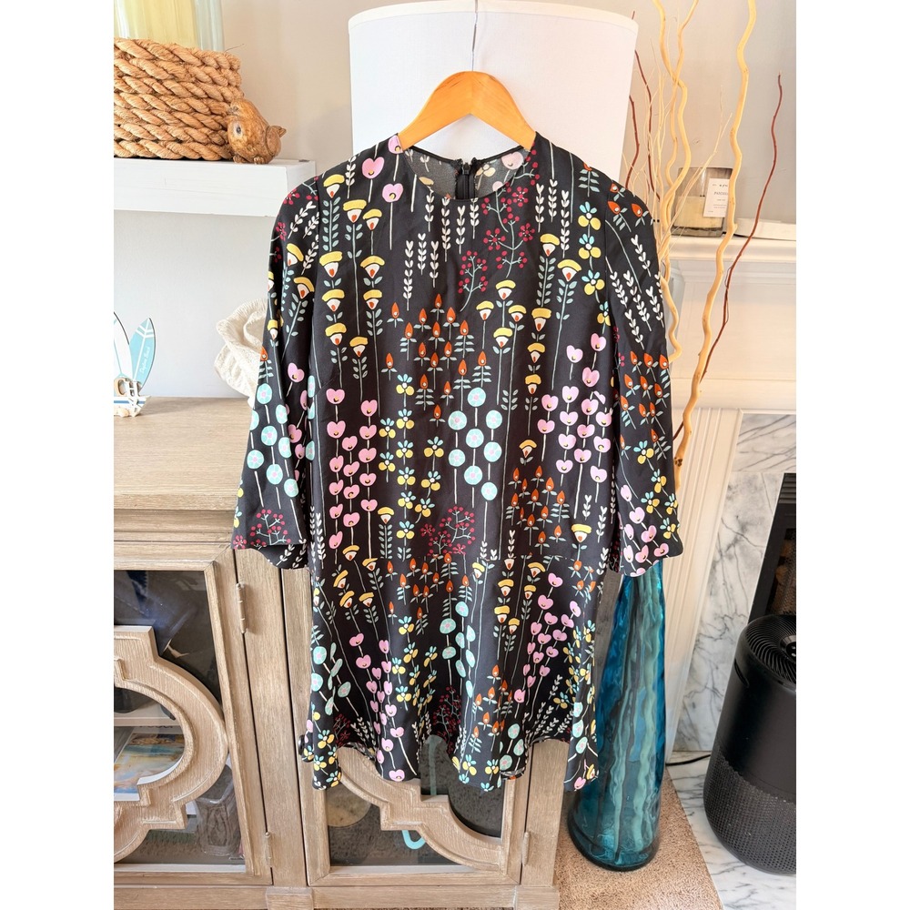 Valentino Floral Bell Sleeve Shift Dress Women Black Size 10 NB0VAAY53KT